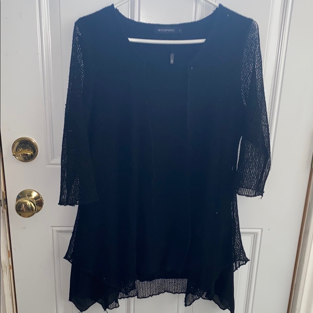 Vintage Whisper Black Sheer Knit Top